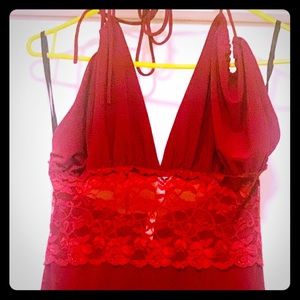 Halter top,burgandy, intricate below bossom detail